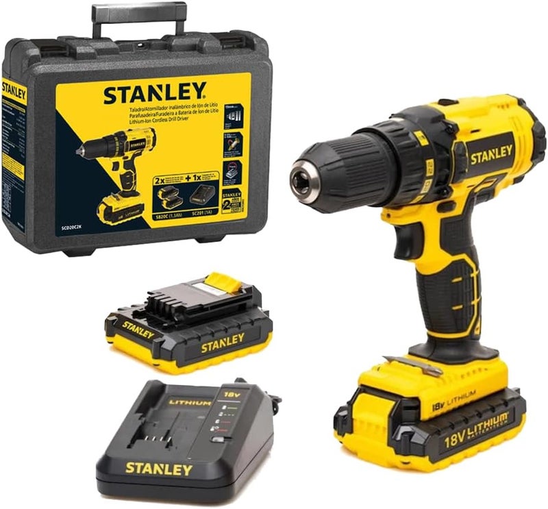 Stanley مجموعة مثقاب لاسلكي 18 فولت 1.5Ah من ليثيوم أيون مع حقيبة - Image 1